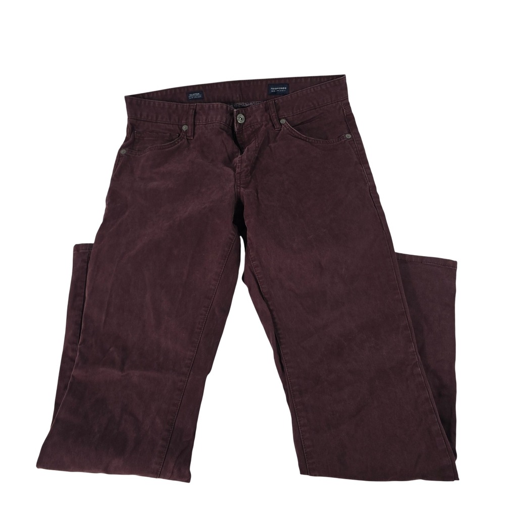 7 Diamonds Clifton Slim Straight Pants Burgundy Maroon Mens 31x32 Stretch Cotton